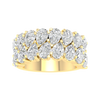 A top-down view of a 14K yellow gold wide, domed ring with a continuous pavé diamond design.