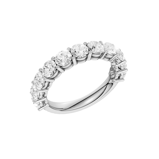 A brilliant 14k white gold 2/3 eternity wedding band showcasing 2.0 carats of premium round-cut lab-grown diamonds.