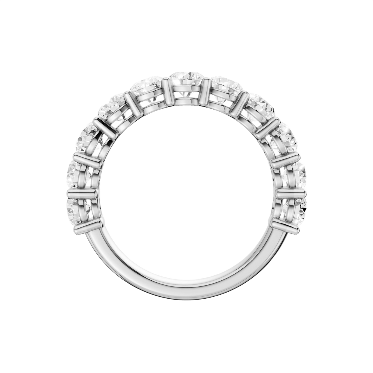 A brilliant 14k white gold 2/3 eternity wedding band showcasing 2.0 carats of premium round-cut lab-grown diamonds.