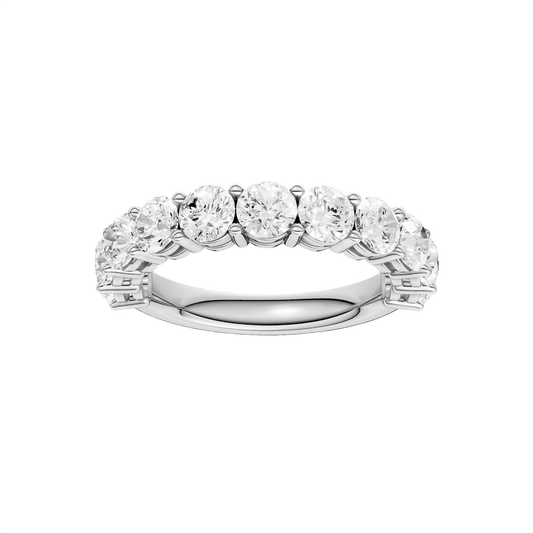 A brilliant 14k white gold 2/3 eternity wedding band showcasing 2.0 carats of premium round-cut lab-grown diamonds.