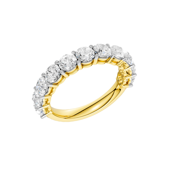 A luxurious 14k yellow gold wedding band featuring 2.0 total carats of round-cut lab-grown diamonds set in a 2/3 eternity style.