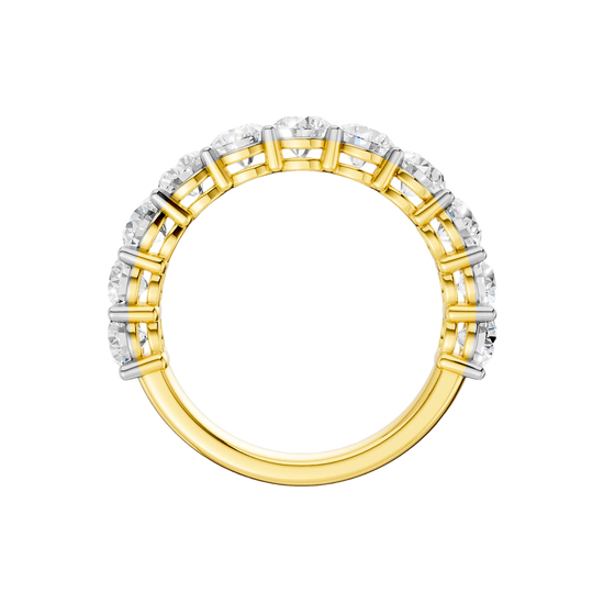 A luxurious 14k yellow gold wedding band featuring 2.0 total carats of round-cut lab-grown diamonds set in a 2/3 eternity style.