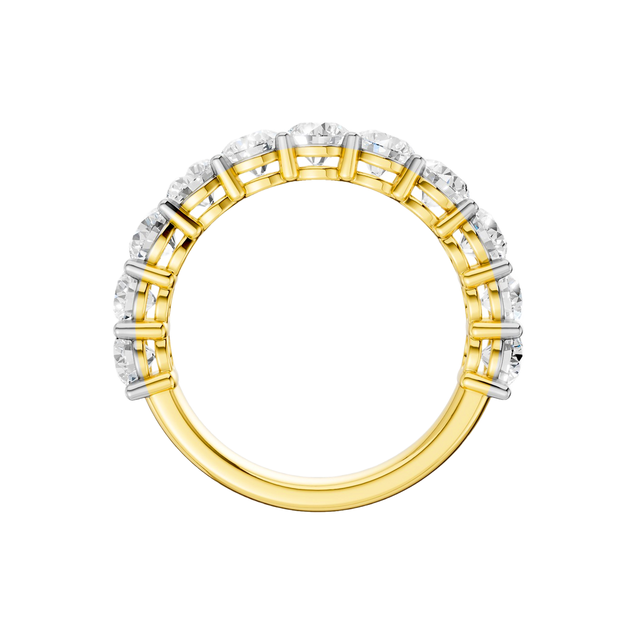 A luxurious 14k yellow gold wedding band featuring 2.0 total carats of round-cut lab-grown diamonds set in a 2/3 eternity style.