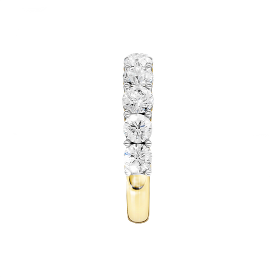 A luxurious 14k yellow gold wedding band featuring 2.0 total carats of round-cut lab-grown diamonds set in a 2/3 eternity style.