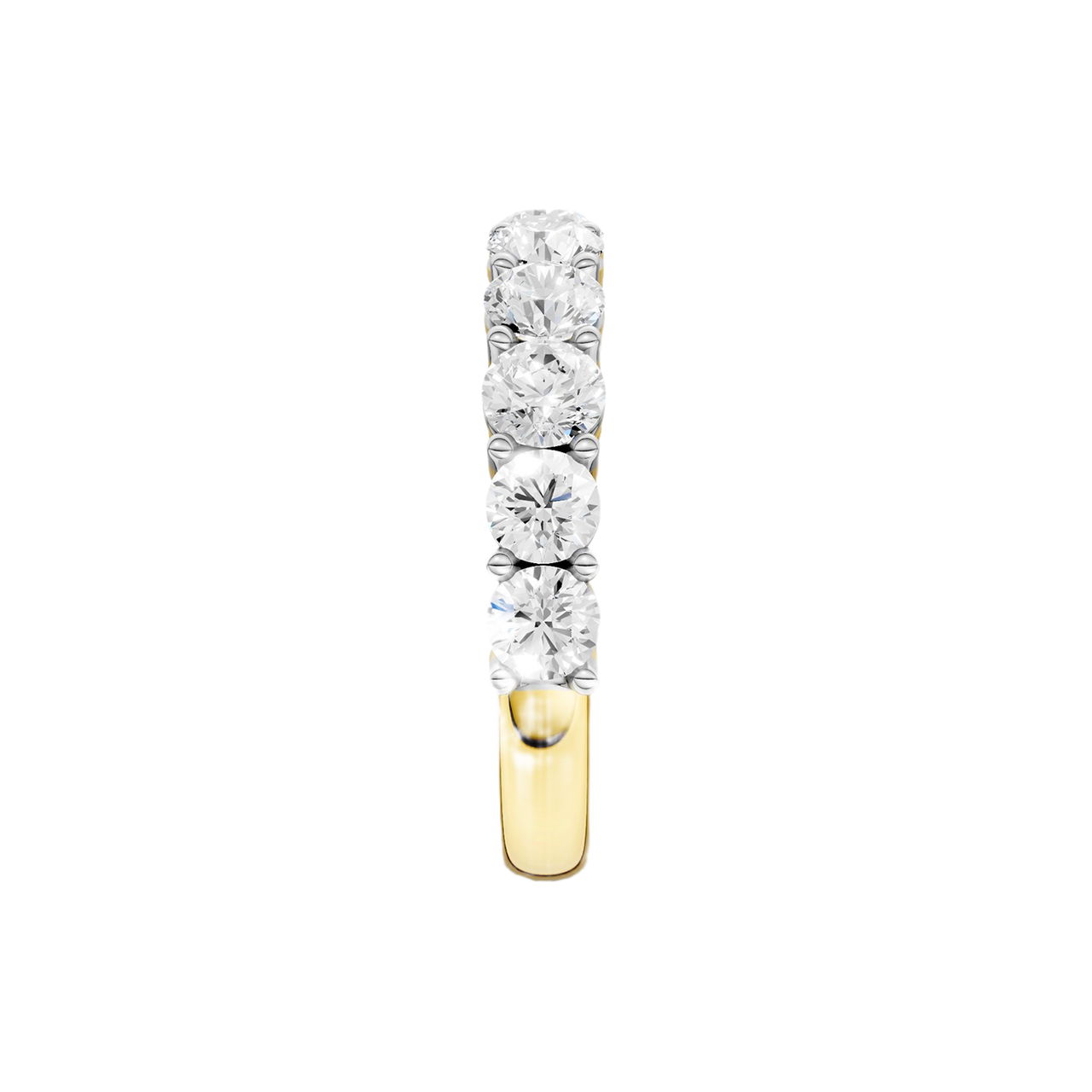 A luxurious 14k yellow gold wedding band featuring 2.0 total carats of round-cut lab-grown diamonds set in a 2/3 eternity style.