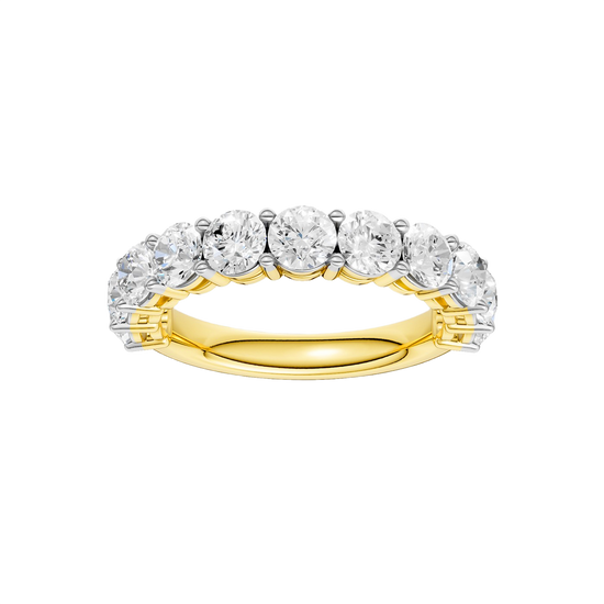 A luxurious 14k yellow gold wedding band featuring 2.0 total carats of round-cut lab-grown diamonds set in a 2/3 eternity style.