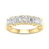 A top-down view of a 14K yellow gold eternity ring with a continuous line of bold, horizontally-set emerald-cut diamonds.