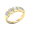 An angled view of a 14K yellow gold ring, showcasing the series of horizontal rectangular diamonds and the fluid connections between them.
