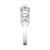 A side-profile view of a 14K white gold ring with a series of square-cut diamonds, showing the modern bezel setting.