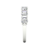 A side-profile view of a 14K white gold eternity ring, showing the clean, open setting of the diamonds.
