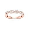 A top-down view of a 14K rose gold braided ring with a continuous pavé diamond design.