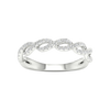 A top-down view of a 14K white gold braided ring with a continuous pavé diamond design.