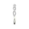 A side-profile view of a 14K white gold braided ring, showing the interwoven design and pavé diamonds.