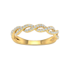 A top-down view of a 14K yellow gold braided ring with a continuous pavé diamond design.