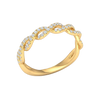 An angled view of a 14K yellow gold braided ring, showcasing the intricate, brilliant pavé pattern.