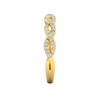 A side-profile view of a 14K yellow gold braided ring, showing the interwoven design and pavé diamonds.