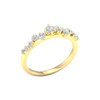 An angled view of a 14K yellow gold ring, showcasing the graceful curve of the five diamonds.