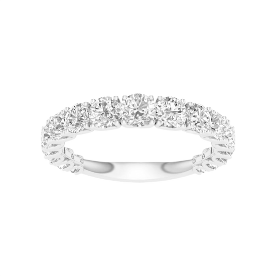 A brilliant 14k white gold 2/3 eternity ring showcasing a shimmering row of premium round-cut lab-grown diamonds.