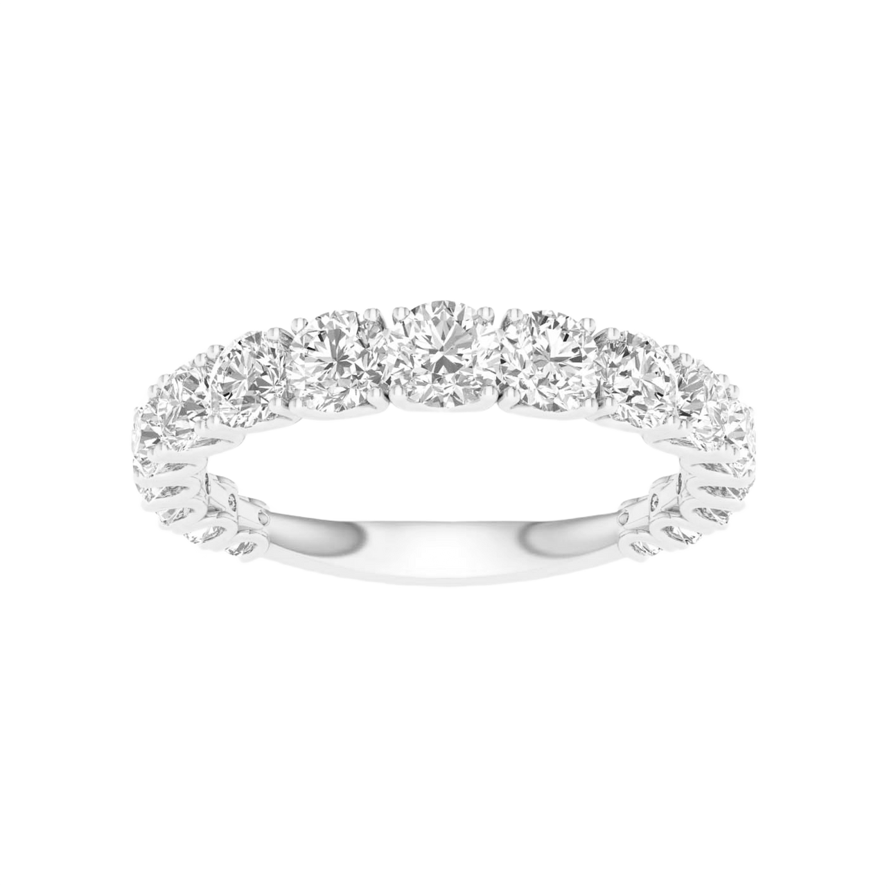 A brilliant 14k white gold 2/3 eternity ring showcasing a shimmering row of premium round-cut lab-grown diamonds.