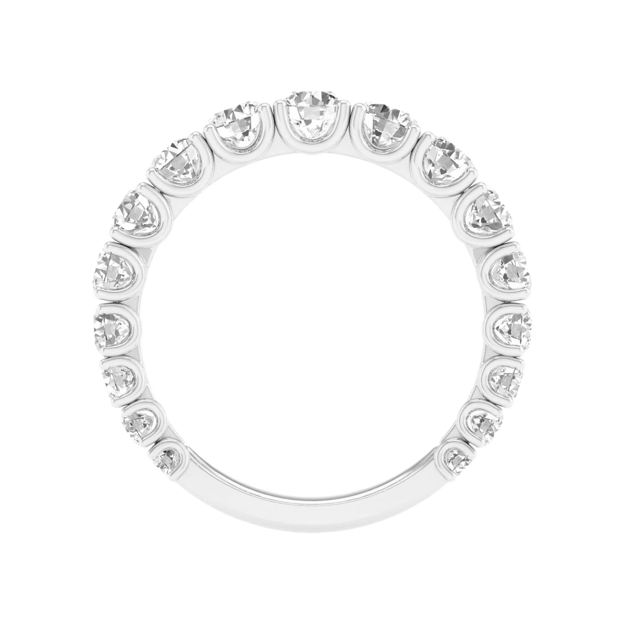 A brilliant 14k white gold 2/3 eternity ring showcasing a shimmering row of premium round-cut lab-grown diamonds.