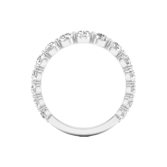 A brilliant 14k white gold anniversary band showcasing a shimmering row of graduated premium round-cut lab-grown diamonds.