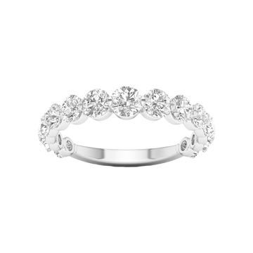 A brilliant 14k white gold anniversary band showcasing a shimmering row of graduated premium round-cut lab-grown diamonds.