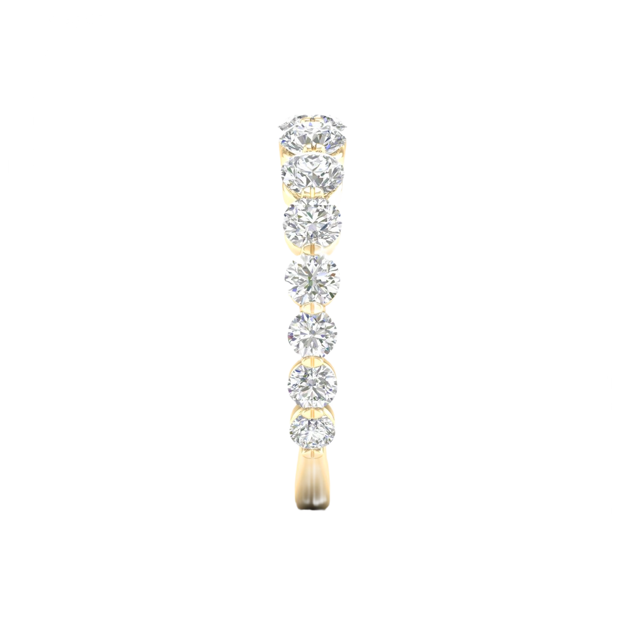 A luxurious 14k yellow gold 2/3 eternity wedding band featuring 1.5 total carats of graduated round-cut lab-grown diamonds.