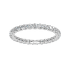 Amorati Diamonds, Infinity Loop Full Eternity Ring, a top-down view of a 10K white gold eternity band with a continuous line of brilliant round jewels.