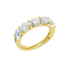 Macro view of five hand-matched E-F Color VS+ round brilliant diamonds in a Solid 14K Gold 3.00 cttw band, showcasing Amorati's "No-Gap" light return and Insured Free Shipping.