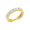 A breathtaking 14k yellow gold full eternity band featuring a continuous circle of 2.3 total carats of shimmering emerald-cut lab-grown diamonds