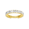 A breathtaking 14k yellow gold full eternity band featuring a continuous circle of 2.3 total carats of shimmering emerald-cut lab-grown diamonds