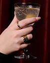 Solid 14K Gold Star Studded Diamond Dome Ring anchored in a triple-ring stack from the Amorati F O U R T E E N T H Collection. The high-contrast shot showcases the vibrant gold saturation and E-F VS+ diamond fire across the ring and pointer fingers. 3.45g of weighted luxury engineered for a high-performance lifestyle. Includes Insured Free Shipping.