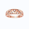Amorati Diamonds 14K Rose Gold Multi Shape Star studded ring. Scattered with inset stars, triangles, diamonds, squares with round diamond set inside.