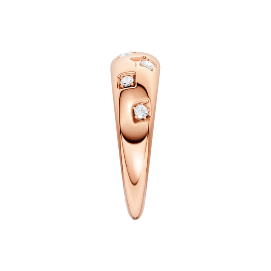Amorati Diamonds Studded Diamond Dome Ring in 14K rose gold. The ring features a series of small, evenly spaced round-cut lab grown diamonds set in a polished, organic pattern, side profile shown on a plain white background 