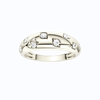 Amorati Diamonds Studded Diamond Dome Ring in 14K white gold. The band ring featuring a series of small, evenly spaced round-cut lab grown diamonds set in a polished, organic pattern, shown front forward on a plain white background 