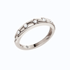 Amorati Diamonds Geometric Studded Diamond Stackable Ring in 14K white gold. The side view of this eternity ring features a star, diamond and other shapes stamped into the gold and inset with round-cut lab grown diamonds, shown on a clean white background.
