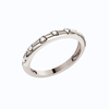 A high-polish, thin 14k white gold stackable ring by Amorati featuring tiny star-shaped insets with shimmering round lab-grown diamonds. Amorati’s signature F O U R T E E N T H Collection.