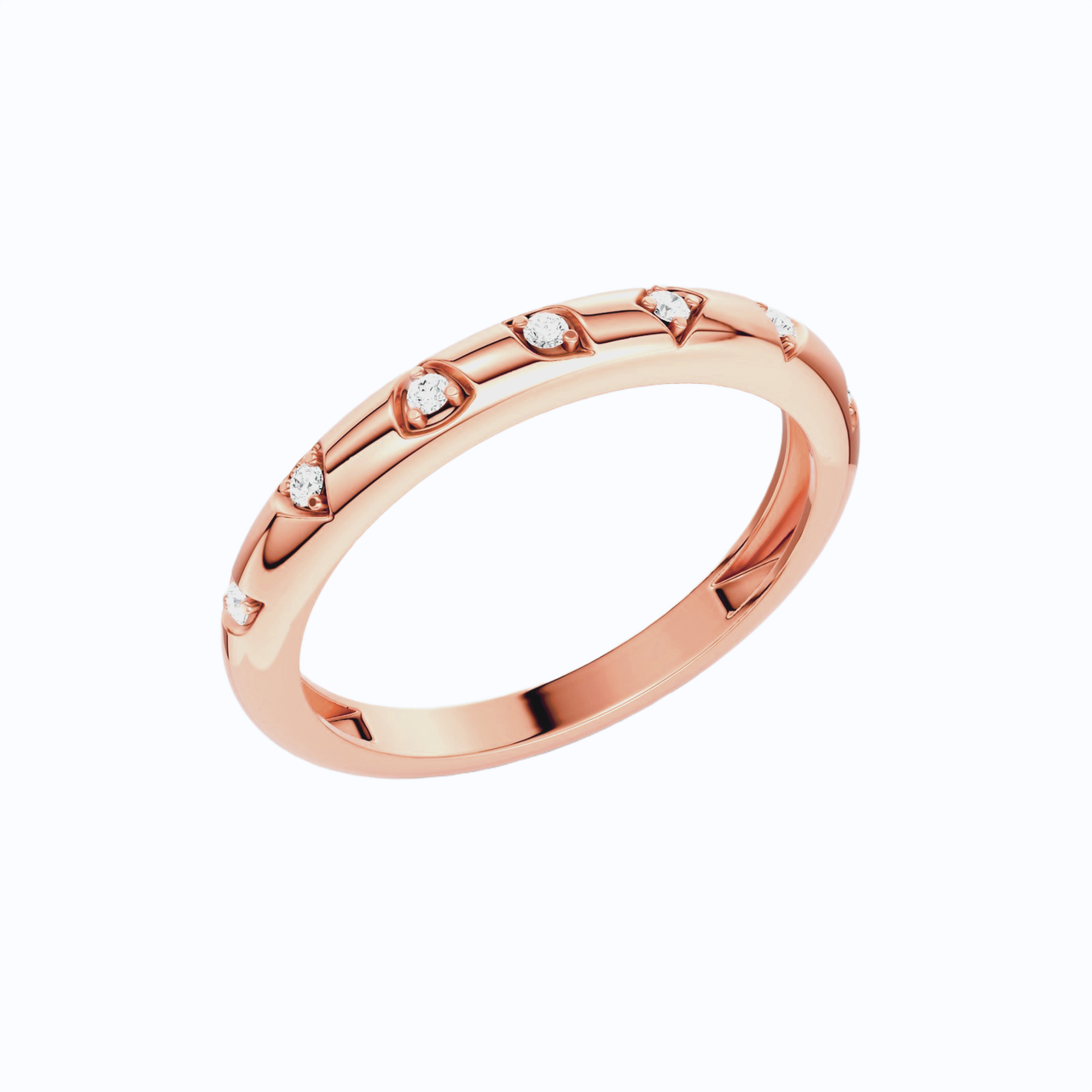 Amorati Diamonds Micro Studded Diamond Ring is a 14K rose gold ring with a continuous channel setting of small round-cut lab grown diamonds, shown on a clean white background.