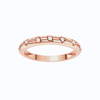A 14K rose gold band ring featuring a delicate geometric line design accented by five small round-cut lab grown diamonds, shown on a plain white background.