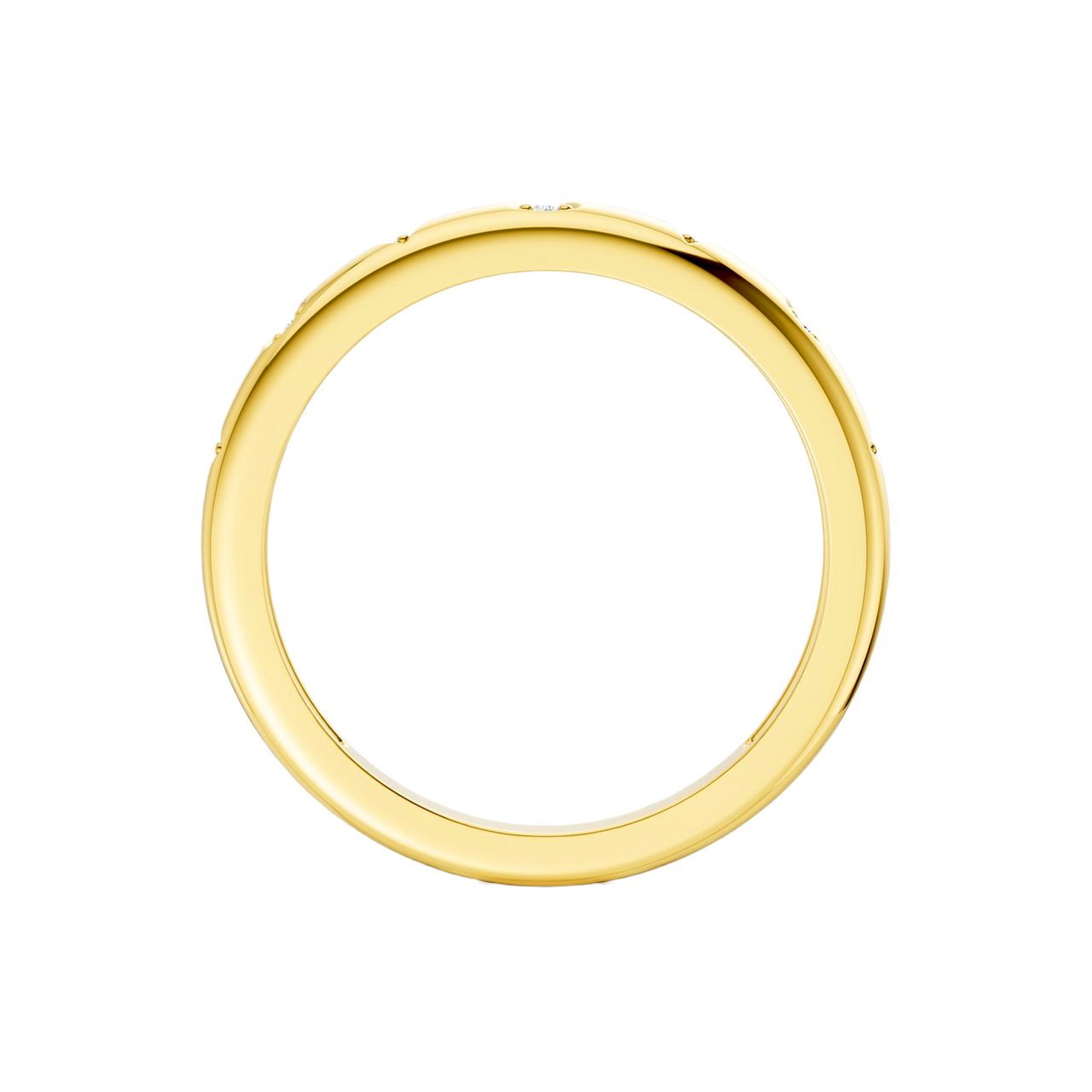A bold, high-polish 14k yellow gold statement ring by Amorati featuring scattered star and geometric insets with shimmering round-grown diamonds. Amorati’s signature F O U R T E E N T H Collection.