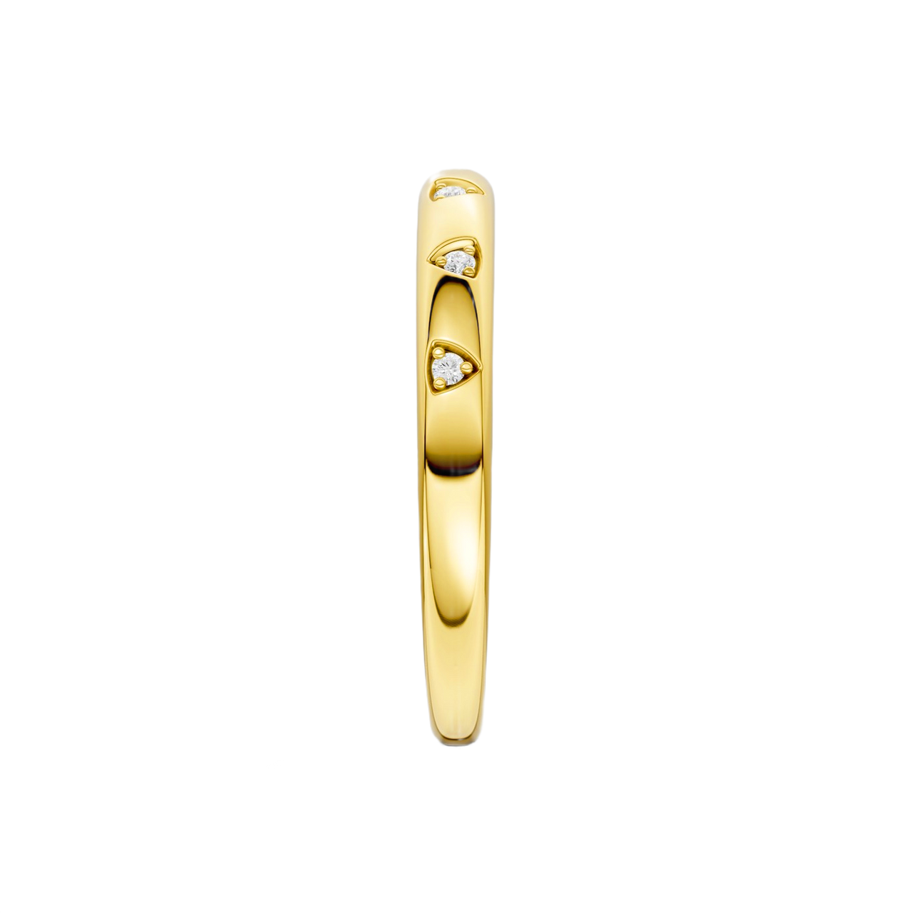 A bold, high-polish 14k yellow gold statement ring by Amorati featuring scattered star and geometric insets with shimmering round-grown diamonds. Amorati’s signature F O U R T E E N T H Collection.