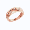 Amorati Diamond Multi Shape Studded Diamond Statement Ring in 14K rose gold features a series of shapes such as a heart, pear, diamond inset with round lab grown diamonds, shown on a clean white background.