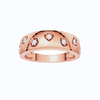 Amorati Diamond Multi Shape Studded Diamond Statement Ring in 14K rose gold features a series of shapes such as a heart, pear, diamond inset with round lab grown diamonds, shown on a clean white background.