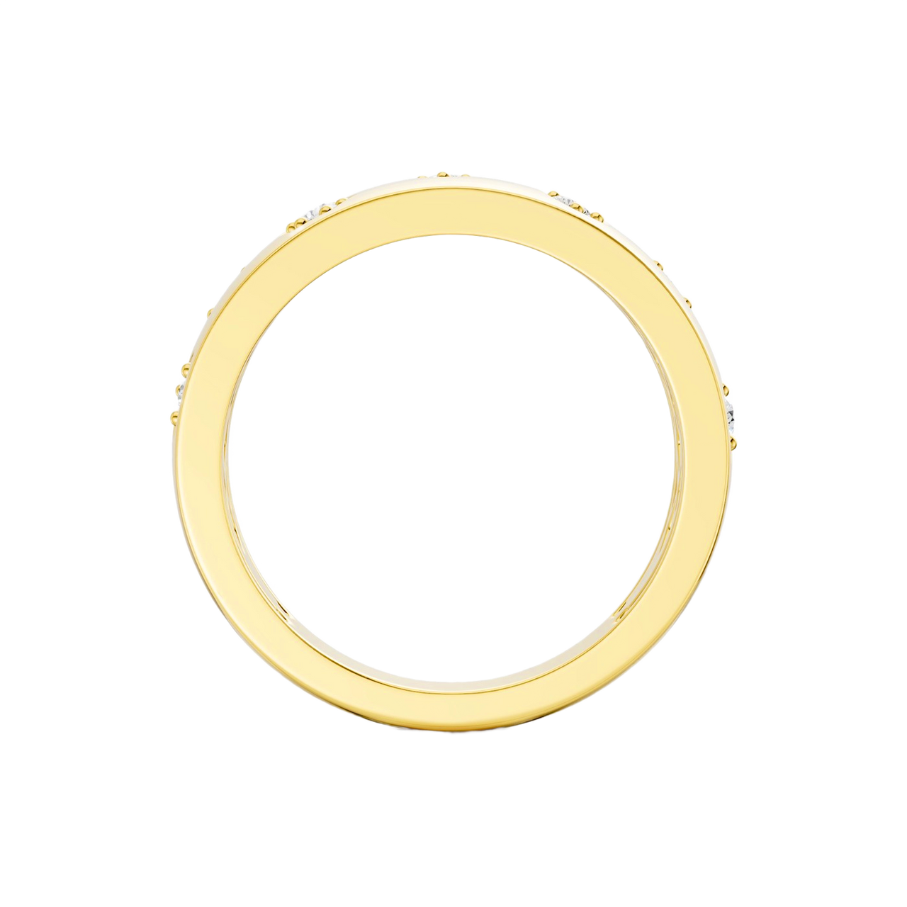 A bold, high-polish 14k yellow gold statement ring from the Amorati Fourteen Collection, featuring scattered star and geometric insets with shimmering round lab-grown diamonds.