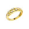 A thick, high-polish 14k yellow gold wide statement band from the Amorati Fourteen Collection, featuring scattered star insets and shimmering round lab-grown diamonds.