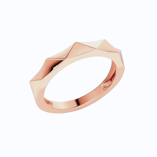 Amorati Diamonds 14K Geometric Stackable Ring in rose gold is a geometric ring dynamic faceted, angular design, shown on a clean white background.