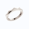 A high-polish 14k white gold geometric stackable ring by Amorati, featuring a unique multi-angled design. Amorati’s signature F O U R T E E N T H Collection