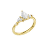 An angled view of a 14K yellow gold ring, showcasing the brilliant arrangement of the jewels.