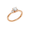 An angled view of a 14K rose gold ring, showcasing the brilliant arrangement of the jewels.