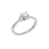 An angled view of a 14K white gold ring, showcasing the brilliant arrangement of the jewels.